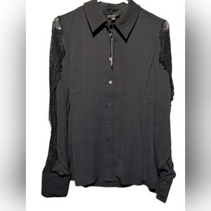 Current Air NWT Elegant Navy Lace Sleeve Women's Top Size Medium PTP 20